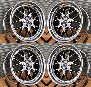 18x9.5 +30 5x114.3 MFlow MFL2 PVD Chrome Wheels 18" Deep Lip Rims Set 4