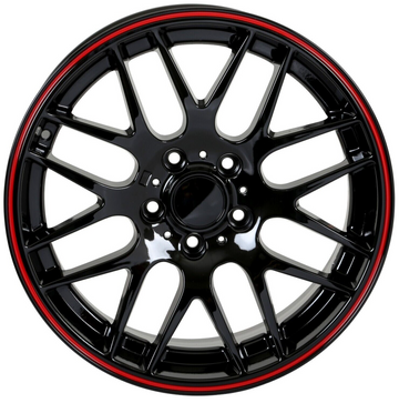 19" CSL Style Wheels For BMW E46 E90 F30 F10 19x8.5 5x120 +35 Black Red Lip Set