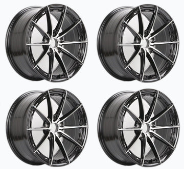 19" Wheels 19x8.5 5x114.3 +35 CB 73.1 Black Machined Rims Set 4