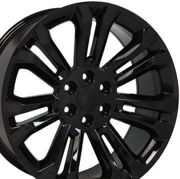 OE Wheels LLC 22 Inch Fits Chevy Silverado Tahoe Sierra Yukon Escalade CV43 Gloss Black 22x9 Rim Hollander 5666, Set of 4