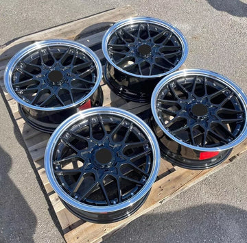 18" Wheels 18x8 +30 5x120 5x114.3 73.1 Black Machined Lip Rims Set 4