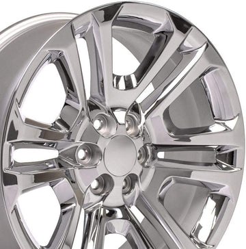 OE Wheels LLC 22 inch Rims Fit pre-2019 Silverado Sierra pre-2021 Tahoe Suburban Yukon Escalade CV99 22x9 Chrome Wheel Hollander 4741, Set of 4