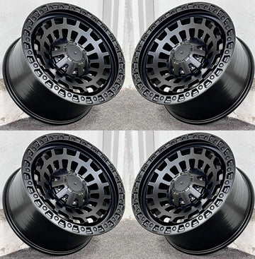 17" BLACK OFF ROAD WHEELS FOR JEEP WRANGLER OVERLAND 17x8.5 5x127 ET-12 RIMS SET