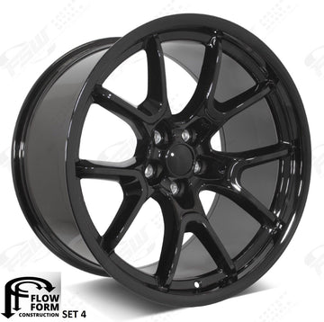 20" Wheels Fit Dodge Charger Challenger Gloss Black 20x9.5 / 20x11 Flow Formed