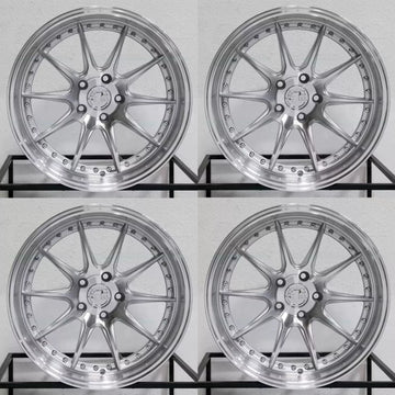 19x8.5 Aodhan DS07 Wheels 5x114.3 Rims 19" Staggered Set DS7 Silver Machined