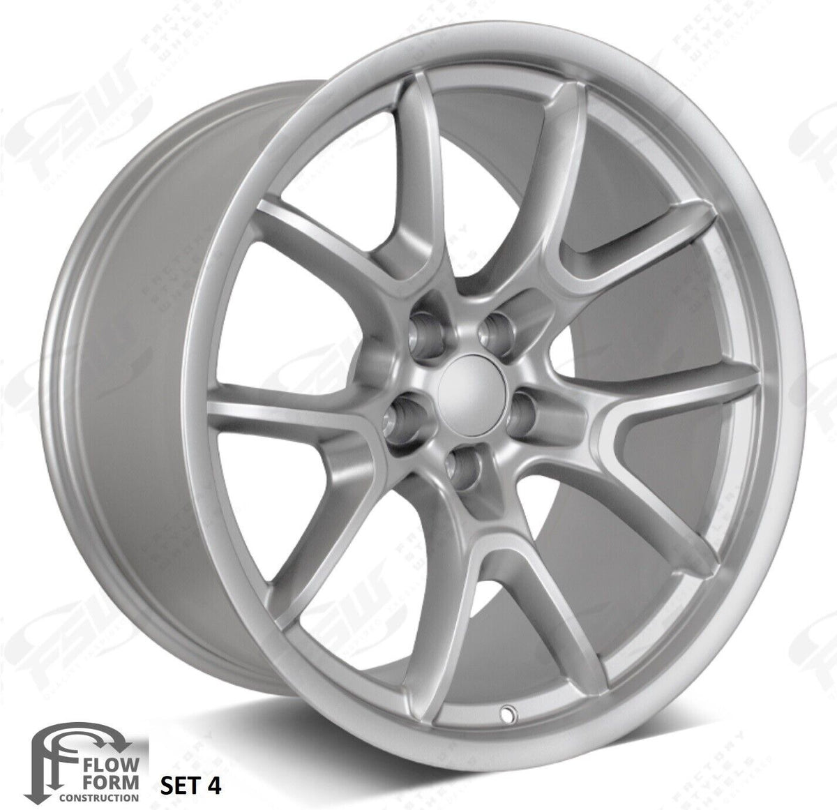 20x11 Wheels Fit Wide Body Dodge Challenger Charger Satin Silver Set ...