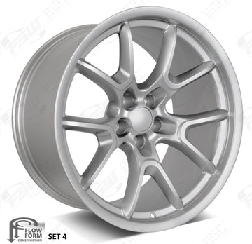 20x11 Wheels Fit Wide Body Dodge Challenger Charger Flow Formed Satin Silver Set