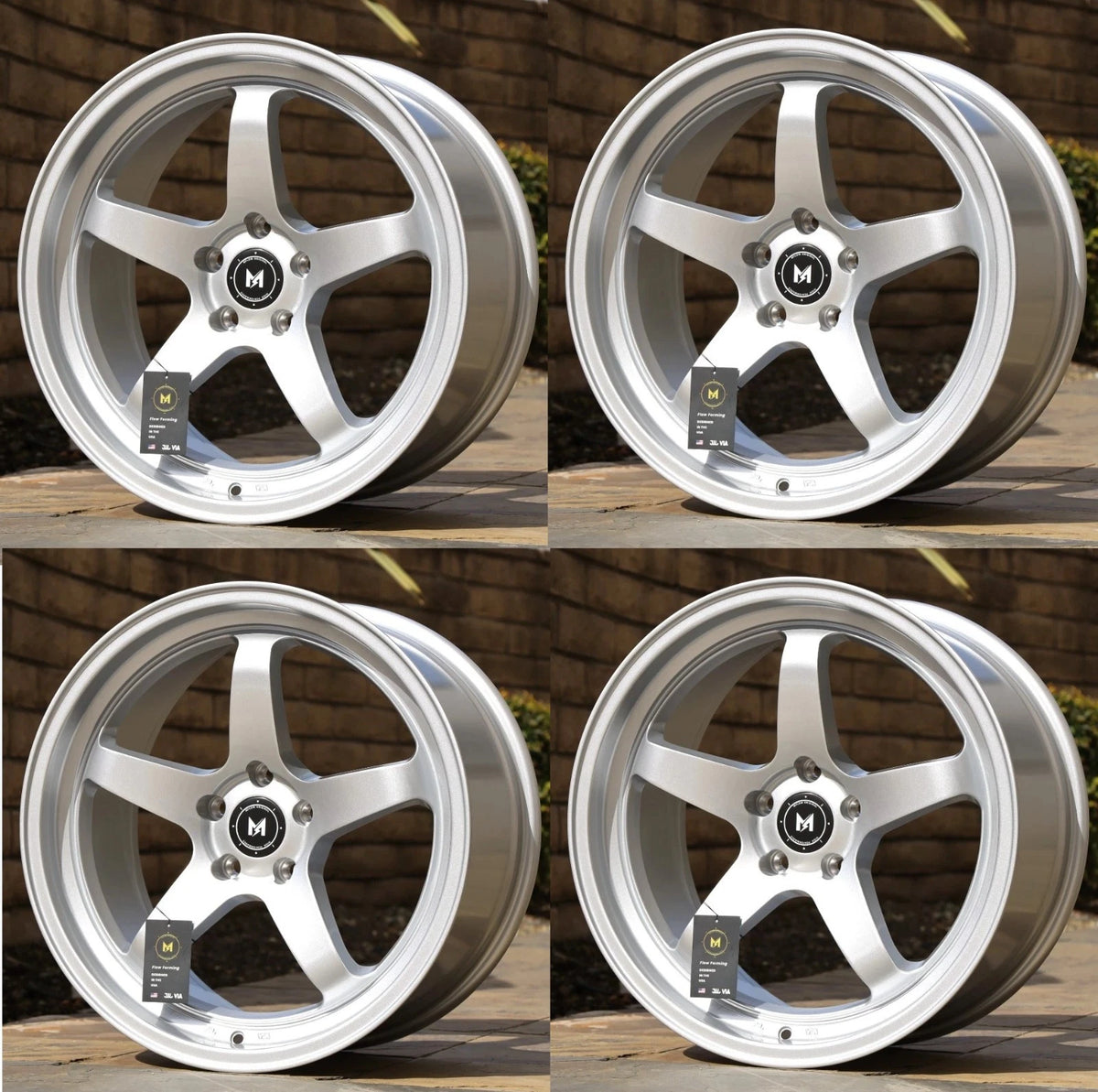 4 Pcs 18x8.5 +35 5x100 MFlow MFR3 Hyper Silver Wheels Set 18