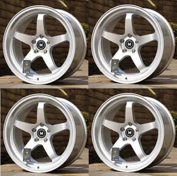4 Pcs 18x8.5 +35 5x100 MFlow MFR3 Hyper Silver Wheels Set 18" Rims CB 73.1