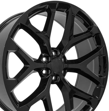 OE Wheels LLC 26 inch Rims Fit pre-2019 Silverado Sierra pre-2021 Tahoe Suburban Yukon Escalade CV98 26x10 Black Wheel Hollander 5668, Set of 4