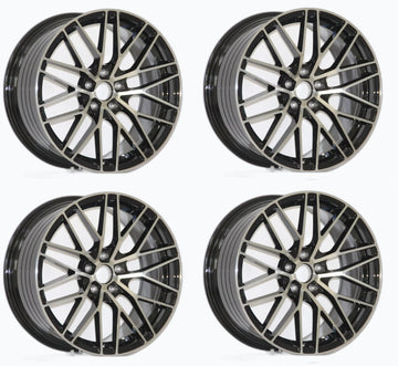 18x8.5 Wheels 18" 5x114.3 +35 CB 73.1 Black Machined Mesh Rims Set 4