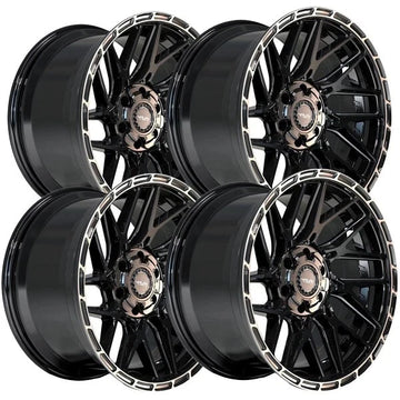 (Set of 4) 4Play Sport 2.0 4PS28 20x9 5x5"/5x5.5" -6mm Black/Tint Wheels Rims