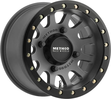 Method Race Wheels 401 UTV Beadlock Titanium With Matte Black Ring 15x7" 4x156", 13mm offset 4.3" Backspace, Set of 4