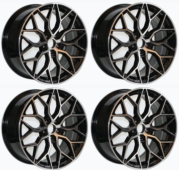 18x8.5 Wheels 18" 5x114.3 +35 CB 73.1 Black Machined Mesh Rims Set 4
