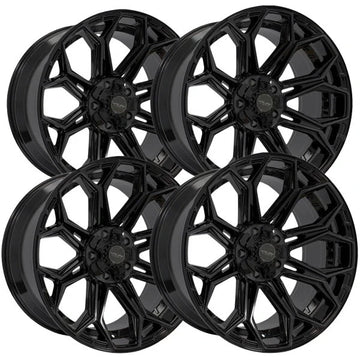 (Set of 4) 4Play Gen3 4P83 24x10 6x135/6x5.5" +18mm Gloss Black Wheels Rims
