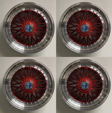 22" Wheels 22x9 5x120/5x114.3 +30 RS Style Red Machined Lip Rims Set 4