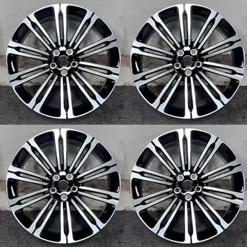 24" BLACK MACHINE CRESCENDO 1075 STYLE RIMS WHEELS FITS LAND ROVER RANGE HSE SVR