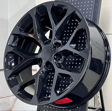 22" GLOSS BLACK SNOWFLAKE WHEELS RIMS FITS 6X139.7 CHEVY TAHOE SUBURBAN GMC
