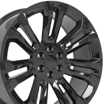 OE Wheels LLC 24 inch Rim Fits Chevy Silverado Wheel CV43B 24x10 Black Wheel Hollander 5666, Set of 4