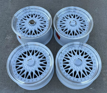18x8 / 18x9 Wheels 5x120/5x114.3 White 18" Staggered RS Style Rims Set 4