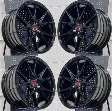 19x8.5/19x9.5 +35 5x114.3 73.1 Gloss Black Staggered Tuner 19" Wheels Rims Set 4