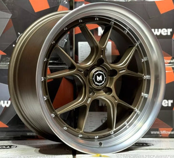 4 Pcs 18x9.5 +35 5x100 MFlow MFL1 Matte Bronze Machined Lip Wheels 18" Rims Set