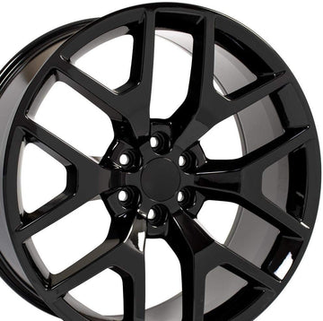 OE Wheels LLC 24 inch Rims Fit pre-2019 Silverado Sierra pre-2021 Tahoe Suburban Yukon Escalade CV92 24x10 Black Wheel Hollander 5656, Set of 4