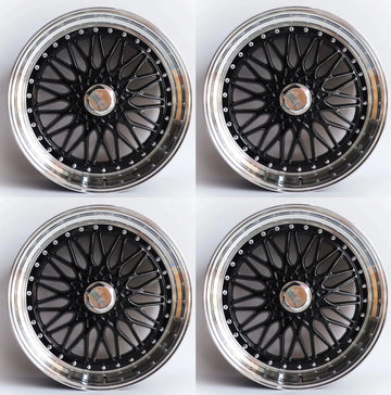17" Wheels 5x100/5x114.3 +35 CB73.1 Black Machined Lip 17x7.5 RS Style Rims Set
