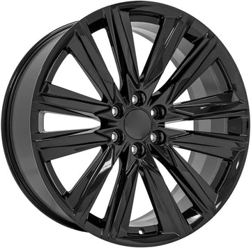 OE Wheels LLC 24 inch Fits Escalade, Silverado, Sierra Tahoe, Yukon CA91 Gloss Black Wheel, Set of 4