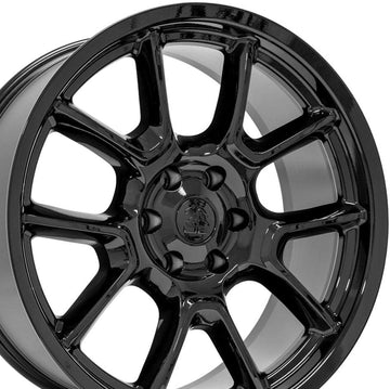 OE Wheels LLC 22 inch Fits Dodge RAM Jeep Hellcat Style 22x9.5 DG21 Gloss Black Wheel, Set of 4