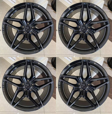19x9.5 / 20x11 Gloss Black Wheels For Corvette C6 C7 19"/20" Staggered Rims Set