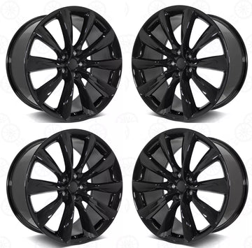 21" Staggered Wheels 21x9.0 / 21x10  Gloss Black Rims Set Fits Tesla Model S X