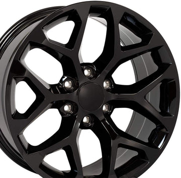 OE Wheels LLC 22 inch Rims Fit Pre-2019 Silverado Sierra Pre-2021 Tahoe Suburban Yukon Escalade  CV98 22x9 Gloss Black Wheels, Set of 4