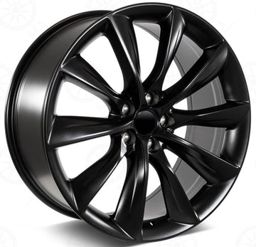 21" Staggered Wheels 21x9.0 / 21x10  Satin Black Rims Set Fits Tesla Model S X