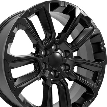 OE Wheels LLC 22 inch Fits Escalade Silverado Sierra Tahoe Yukon CV68 Satin Black Wheel, Set of 4