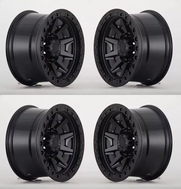17x9 +0 Satin Black Wheels For LIFTED Toyota 4Runner Tacoma 17" 6x139 Rims Set