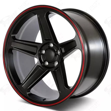 20" Wheels 20x9.5 For Dodge Charger Challenger Flow Forged Black Red Edge Rims