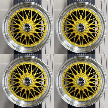 20x8.5 / 20x9.5 Staggered Gold Euro RS Style Wheels Set 5x120/5x114.3 +35 Rims