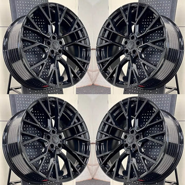 22" GLOSS BLACK STAGGERED 22x9.5/22x10.5 WHEELS FOR BMW X5 E70 F15 X6 E71 5X120