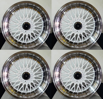 20x9.5 +35 White with machined lip RS Style Rims 5x120/5x112 Set 4 20"
