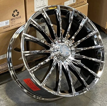 4 PCS 20" STAGGERED BLACK CHROME MAYBACH STYLE WHEELS FOR MERCEDES BENZ RIMS