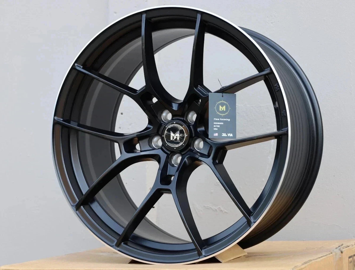 20x8.5/20x9.5 5x120 MFR1 Matte Black Staggered MFlow Wheels CB72.6 Rim ...