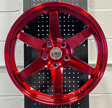 (4) 18" IPW 500 GRID TE37 STYLE RED WHEELS RIMS 5X112 18X8 +35 SET
