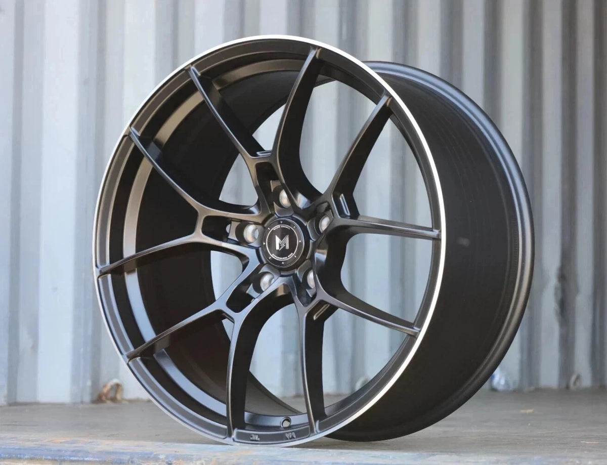 20x8.5/20x9.5 5x120 MFR1 Matte Black Staggered MFlow Wheels CB72.6 Rim ...