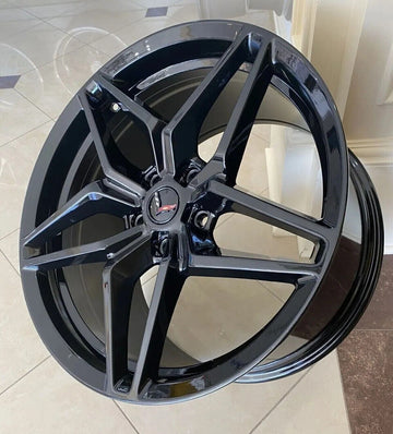 19x9.5 / 20x11 Gloss Black Wheels For Corvette C6 C7 19"/20" Staggered Rims Set