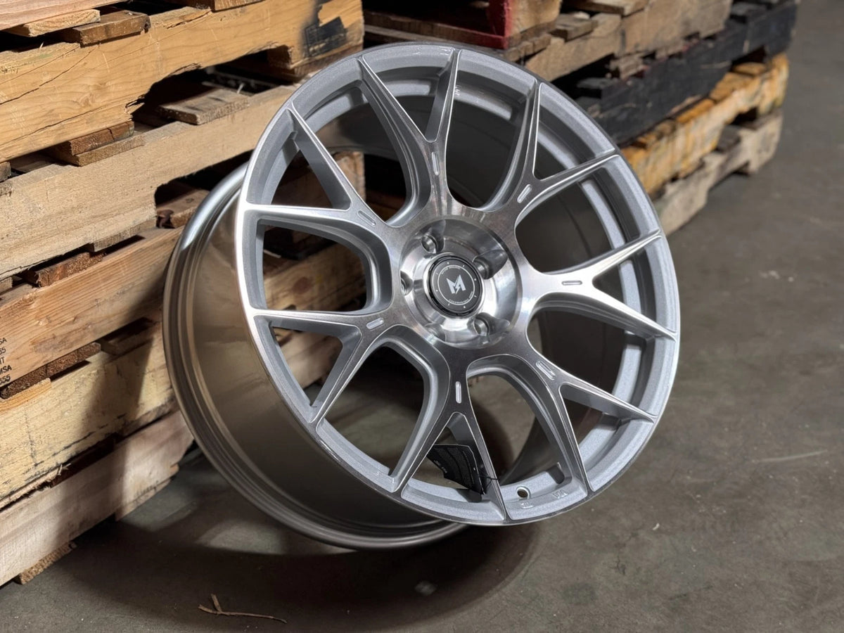 4 Pcs 19x8.5 +35 5x114.3 MFlow MFR1 Silver Machined Wheels 19