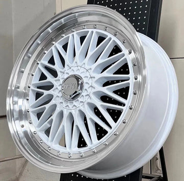 22" Wheels 22x9 5x120 / 5x114.3 +30 CB 73.1 RS Style White Machined Lip Set 4