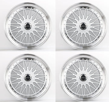 22" RS STYLE SILVER MACHINED STAGGERED WHEELS 22X9/22X10.5 5X112/5X114.3 SET 4
