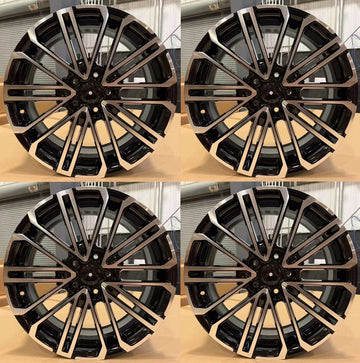 17" Wheels 5x112 Black Machined 17x7 +38 CB 73.1 Rims Set 4
