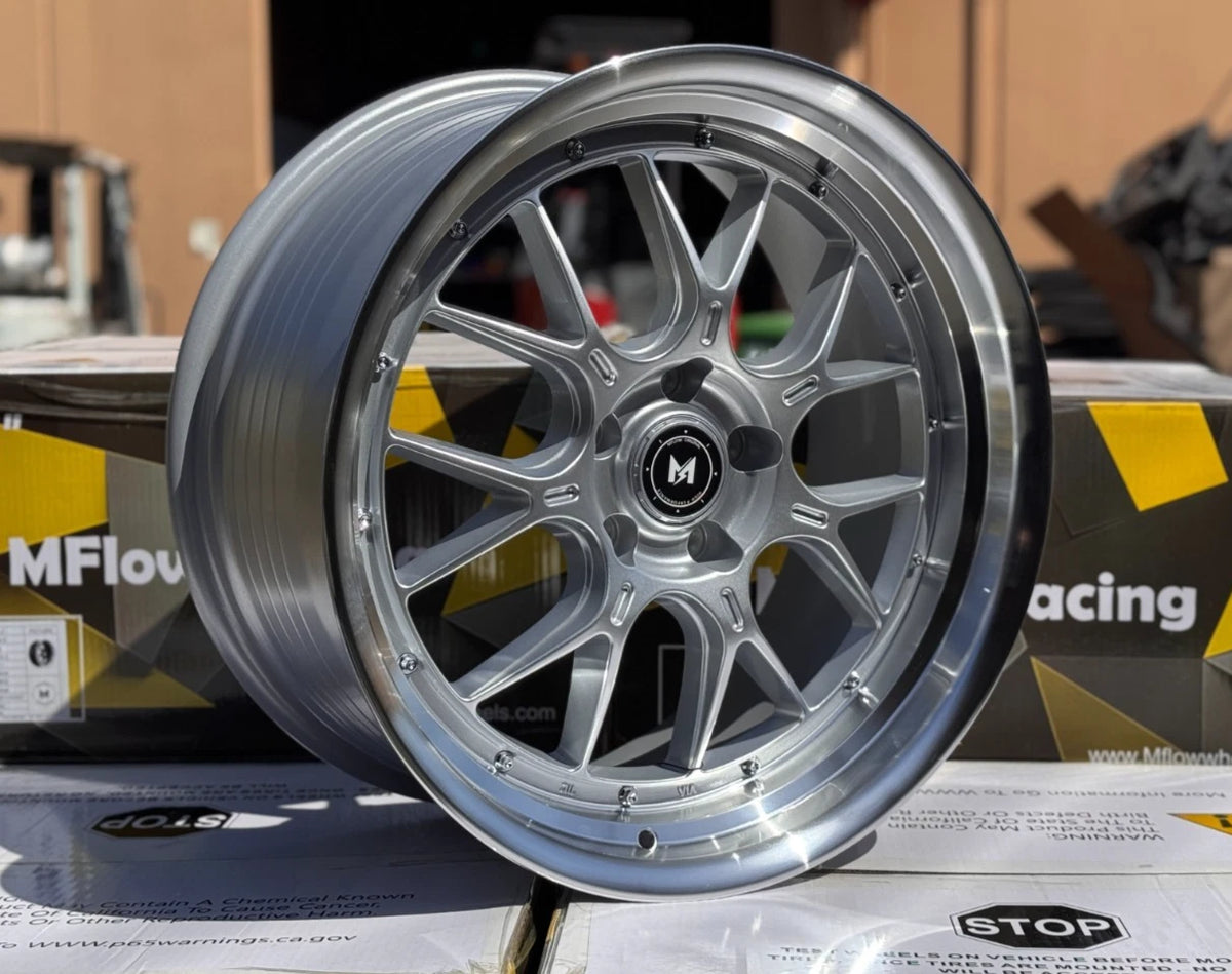 20x8.5 5x114.3 +35 MFlow MFL2 Silver Machined Wheels 20